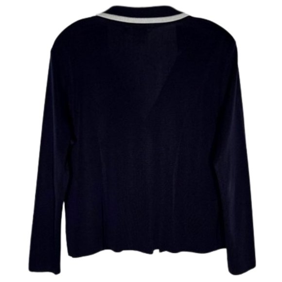 Exclusively Misook Knit Blazer Navy/Cream - LP - Picture 3 of 7